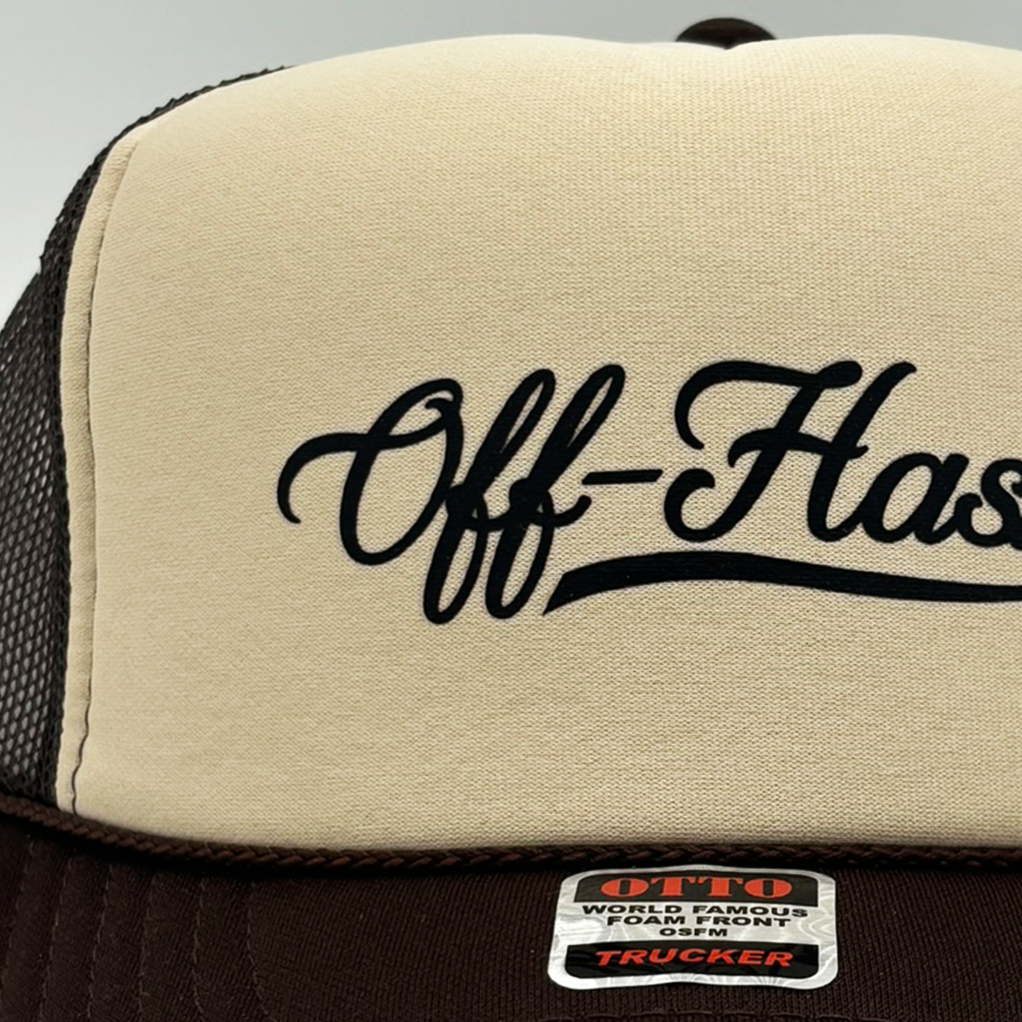 OFF-HASH™ Signature "COFFEE" High Crown Trucker Cap