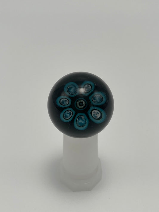 "Blue Wig-Wag #2" Glass Marble